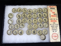 (36) 1966 Coca-Cola Cleveland Browns Bottle Caps with Saver Sheet