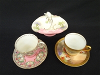 (3) Royal Doulton Pieces: Basket, (2) Demitasse Cups and Saucers