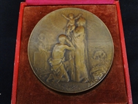 1901 Bronze Art Nouveau Medal "Redemption" by Georges Dupre.
