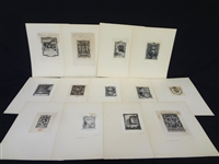 Group of (13) Antique Turn of the Century Book Plates by William Phillips Barrett