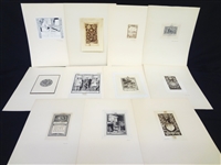 (11) Antique Book Plates By Hopson, Eve, Irwin, Simpson and Others