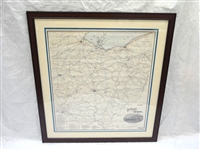 1899 Railroad Map of Ohio Columbus Lithograph Co. Matted and Framed