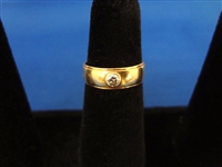 14k Gold Band with 3.5mm Round Solitaire Diamond Stone