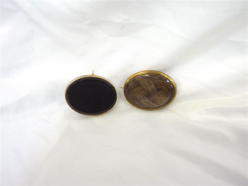 (2) Victorian Mourning Hair Jewelry Brooches