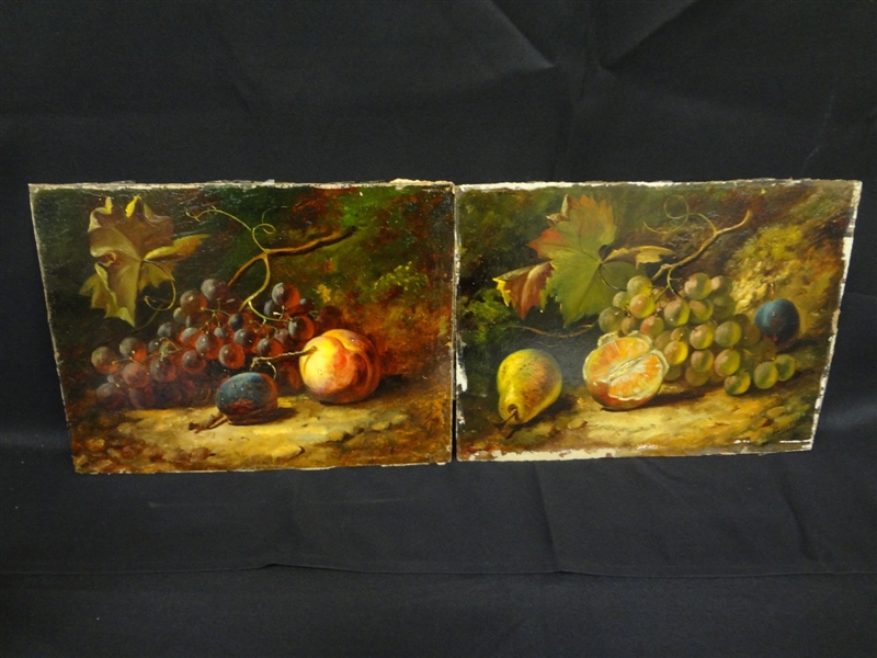 (2) Original Oil on Board Fruit Still Life Gertrude Jameson Barnes