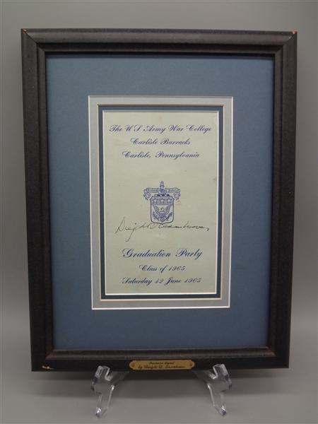 Dwight D. Eisenhower Signed US Army War College Grad Party Document 1965