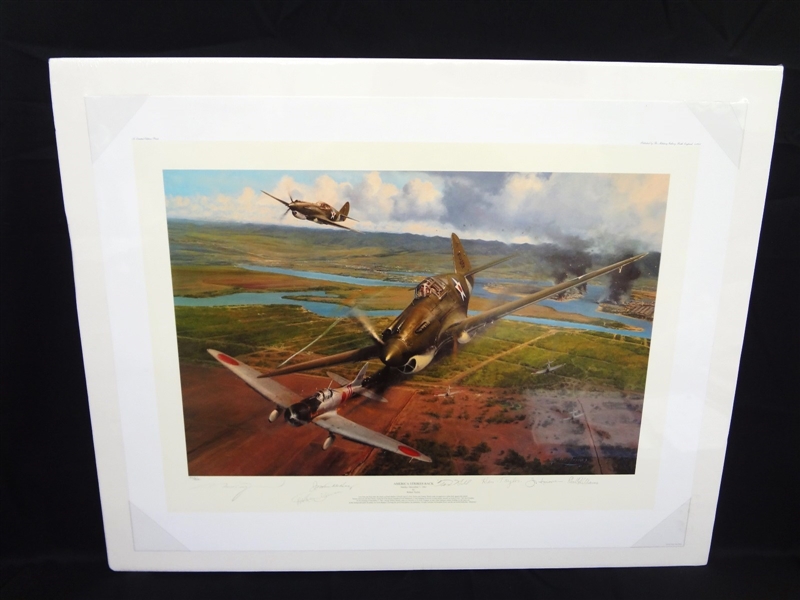 Robert Taylor Lithograph "America Strikes Back" Signed by Artist and Five Pilots