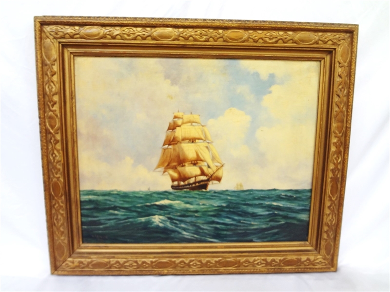 W.H. Baillie Original Marine Ship Oil on Board Painting