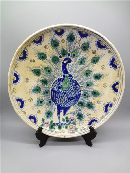 Soft Paste Porcelain Signed Peacock Charger
