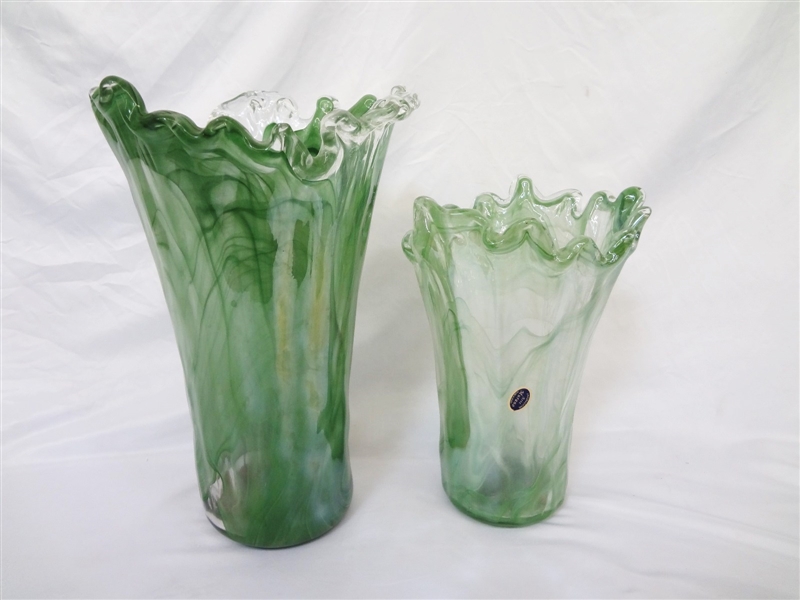 (2) Murano Glass Abstract Vases