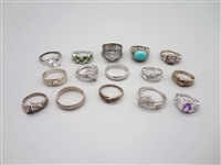 (15) Sterling Silver Rings