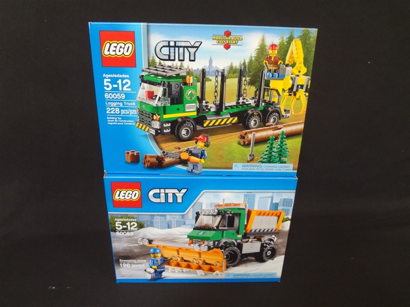 (2) LEGO Unopened Sets: 60083 Snowplow Truck, 60059 Logging Truck
