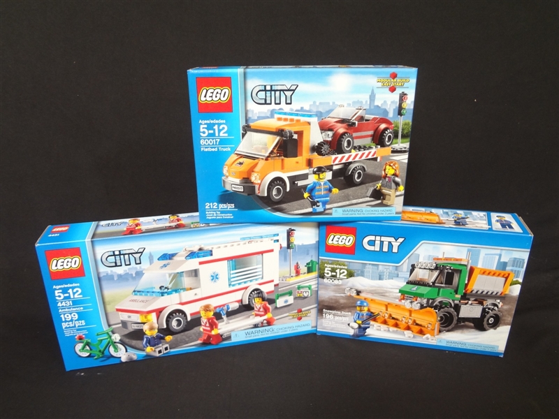 (3) LEGO Unopened Sets: 4431 Ambulance, 60083 Snowplow Truck, 60017 Flatbed Truck