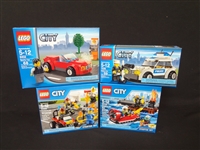 (4) LEGO Unopened Sets: 60106 Fire Starter Set, 7236 Police Car, 60088 Fire Starter Set, 8402 Sports Car