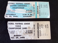 1968 Eastern Conference Championship and 1968 Championship NFL Game Tickets Stubs