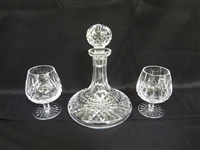 Waterford Crystal "Lismore" Decanter and Two Brandy Glasses