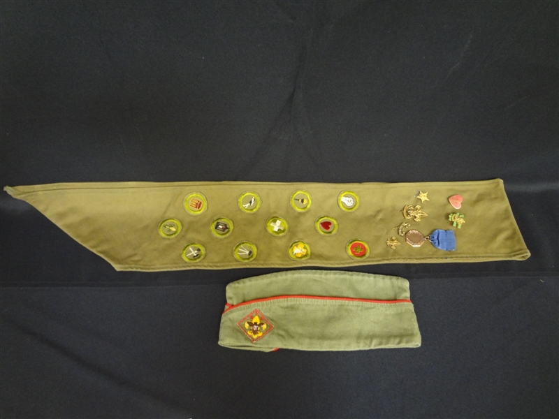 1930s Boy Scouts Sash and Patches and Hat