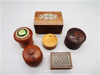 (6) Small Wood Hand Carved Boxes