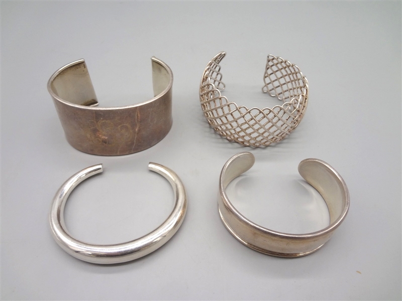 (4) Sterling Silver Cuff Bracelets