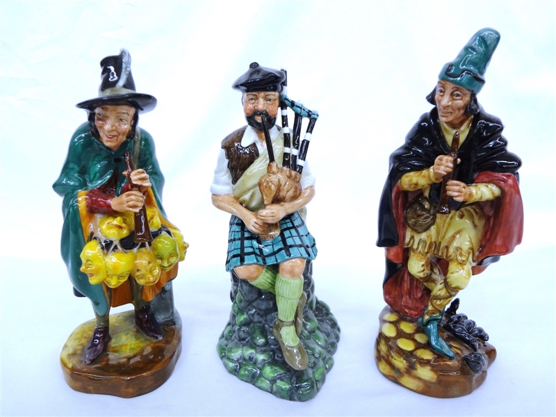 (3) Royal Doulton Figurines: Piper, The Mask Seller, The Pied Piper