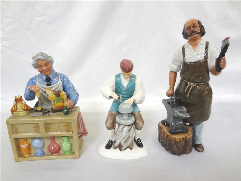 (3) Royal Doulton Figurines: China Repairer, Silversmith, Blacksmith