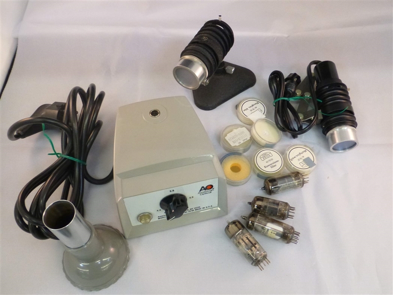 Lot of Misc Microscope Parts AO Conversion Filters Vacuum Tubes