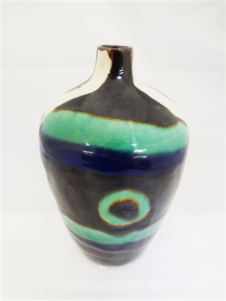 Contemporary Pottery Vessel Applied Disc Signature