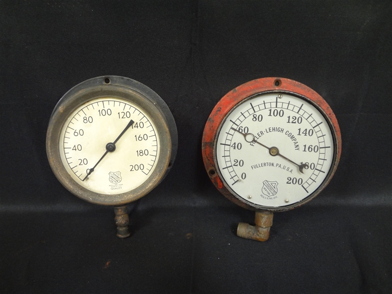 Pair of Iron Steam Gauges: Ashcroft, Other