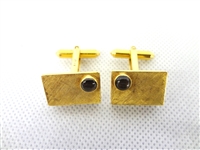 14k Gold Cufflinks With Tiger Eye Accent
