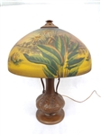 Charles Parker Bronze Base Reverse Painted Shade Table Lamp