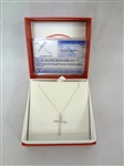14k White Gold Necklace Cross and Diamond Pendant