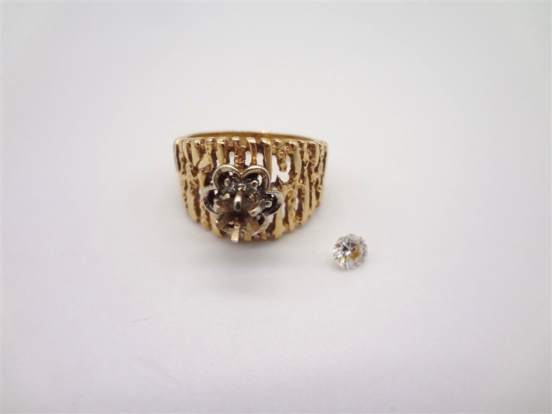 14k Yellow Gold Ring Cathedral Setting Diamonds