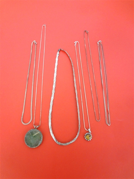 Sterling Silver (6) Necklace Group 