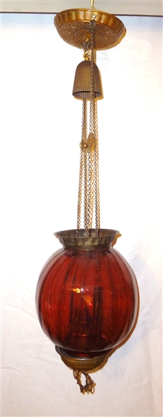 Cranberry Tear Drop Victorian Hanging Lamp 