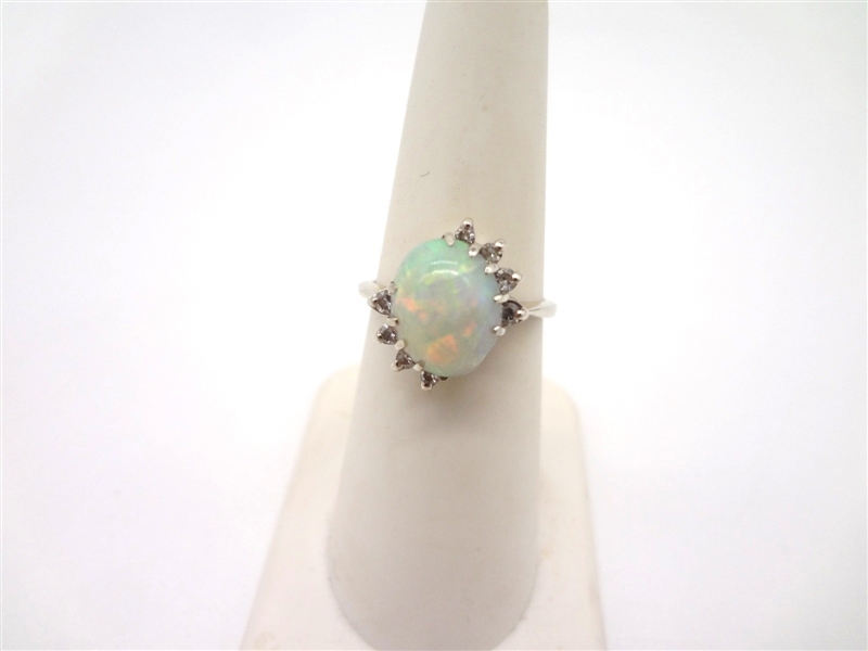 14k Gold Opal and Diamond Ring