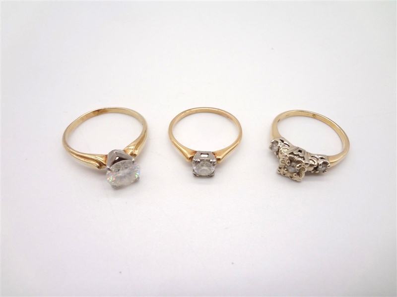 (3) 14k Gold Rings Diamonds and Other Stones