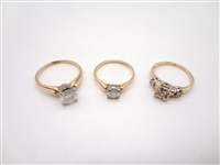 (3) 14k Gold Rings Diamonds and Other Stones