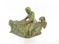 Soapstone Carving Man Riding A Fish
