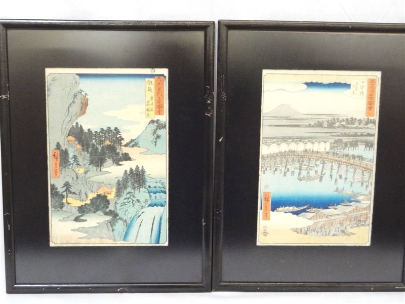 Pair Woodblock Prints by Hiroshige (1818-1858)