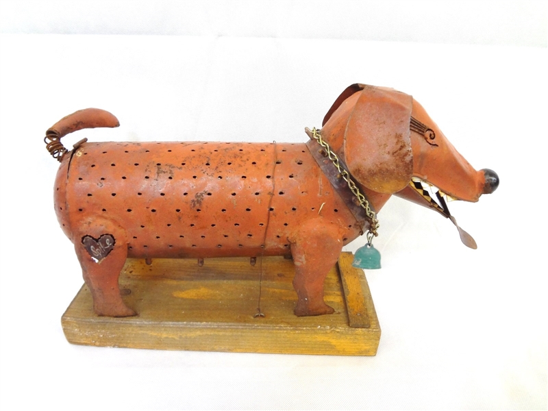 Punched Tin Dachshund Tea Candle Holder