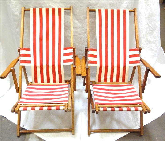 Pair of Vintage Frost Brand Shrevesport, LA. Beach Chairs