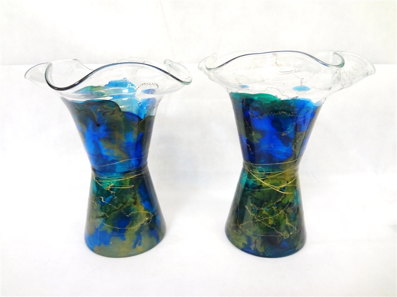 Pair of Large Art Glass Vases 