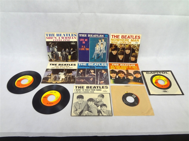 (11) Beatles 45s Original Pictorial Sleeves