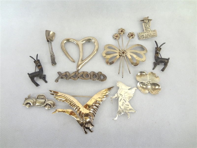(11) Sterling Silver Brooches 