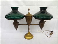 Double Student Lamp Green Cased Shades Electrified