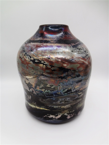 Robert Coleman Iridescent Marven Glass Vase 1976