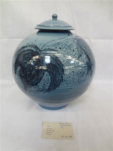 Rex Fogt Lidded Art Pottery Jar in Blue