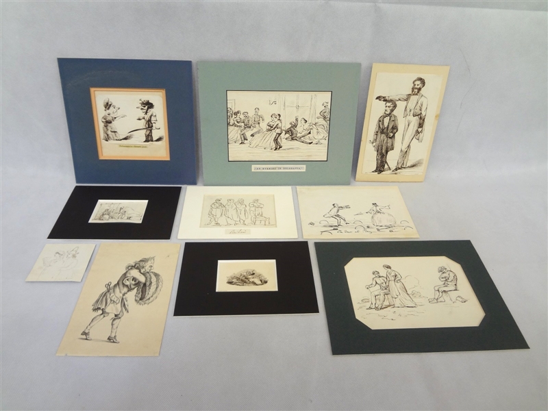 (10) Original Turn of the Century Pen and Ink Drawings