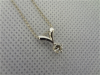 14k White Gold Necklace With Drop Diamond Dangle Pendant