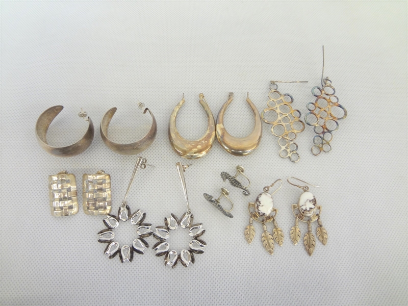 (17) Pairs Sterling Silver Earrings 
